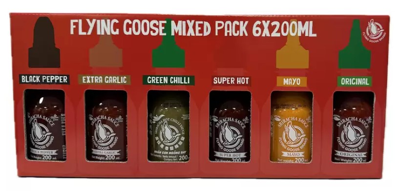Flying Goose Sriracha Chilli Sauce Selection Pack, 6 x 200ml
